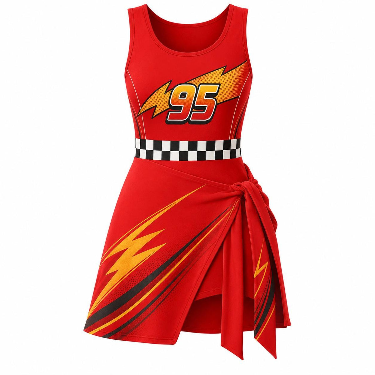 Lightning McQueen Inspired Active Dress, Cars Racing Costume, Red Race Car Outfit, Disneyland Women Dress, Halloween Cosplay Outfit