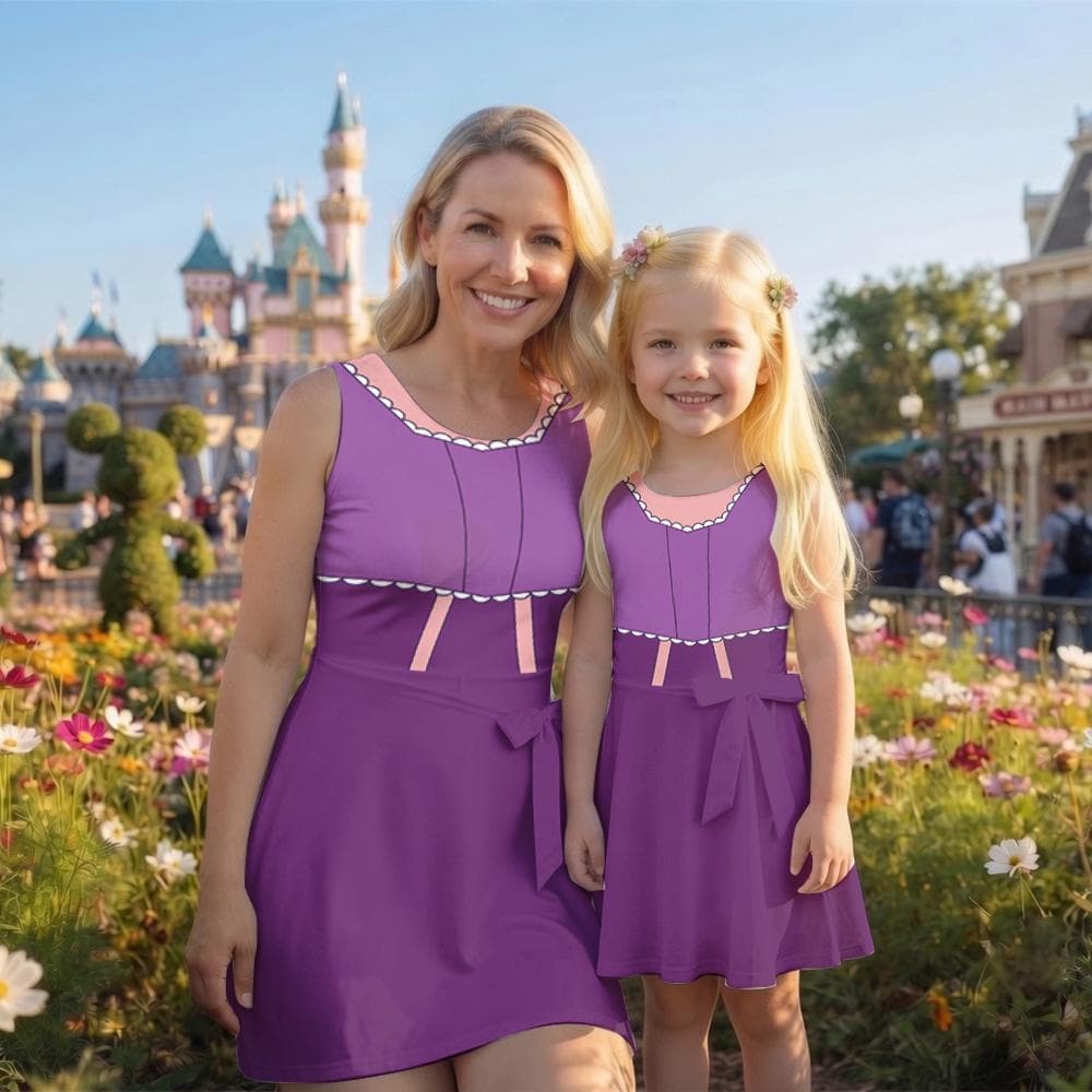 Disney Princess Rapunzel Tennis Skirt Dress, Princess Tangled Dress Matching Dress, Rapunzel Cosplay Costume, Girls Trip Dress