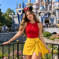 Yellow Bear Costume Wrap Skort Dress, Halloween Bear Outfit, Bear Cosplay Dress, Girls Summer Trip Outfit, Women Costume Dress