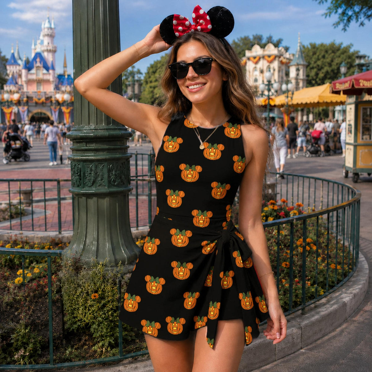 Halloween Mouse Pumpkins Wrap Skort Dress, Mouse Matching Outfits, Mouse 's Not So Scary Dress, Halloween Party Dress