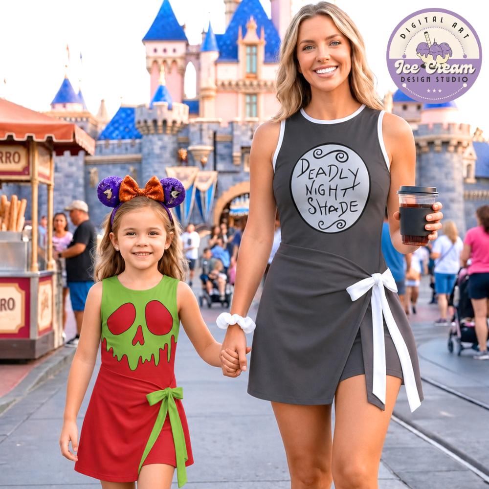 Disney Poison Halloween Tennis Dress, Pick Your Poison Disney Villains Poison Apple, Kuzco's Poison Hallooween Women Kid Costume Dress Skirt