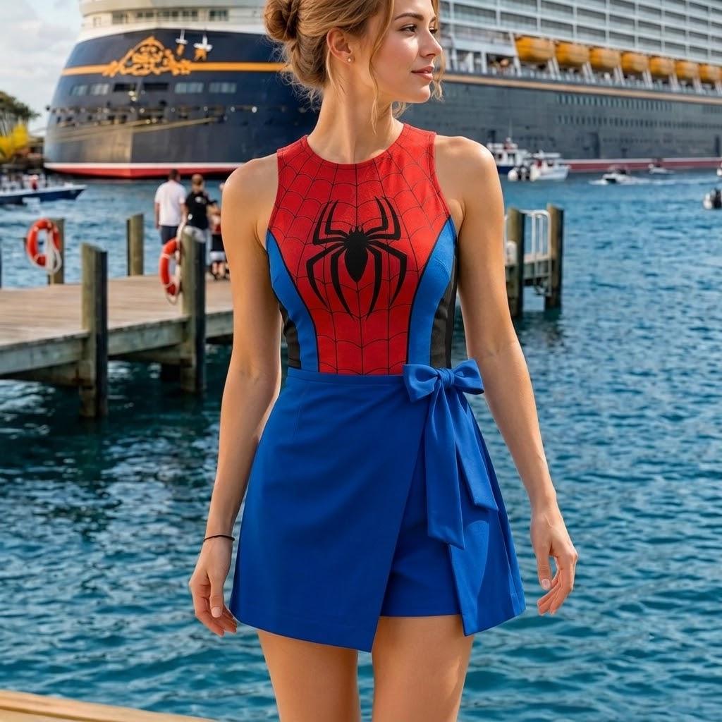 Spider Man Tennis Dress, Superhero Athletic Dress, Comic Book Golf Dress, Spider Hero Skater Dress, Women Fan Outfit