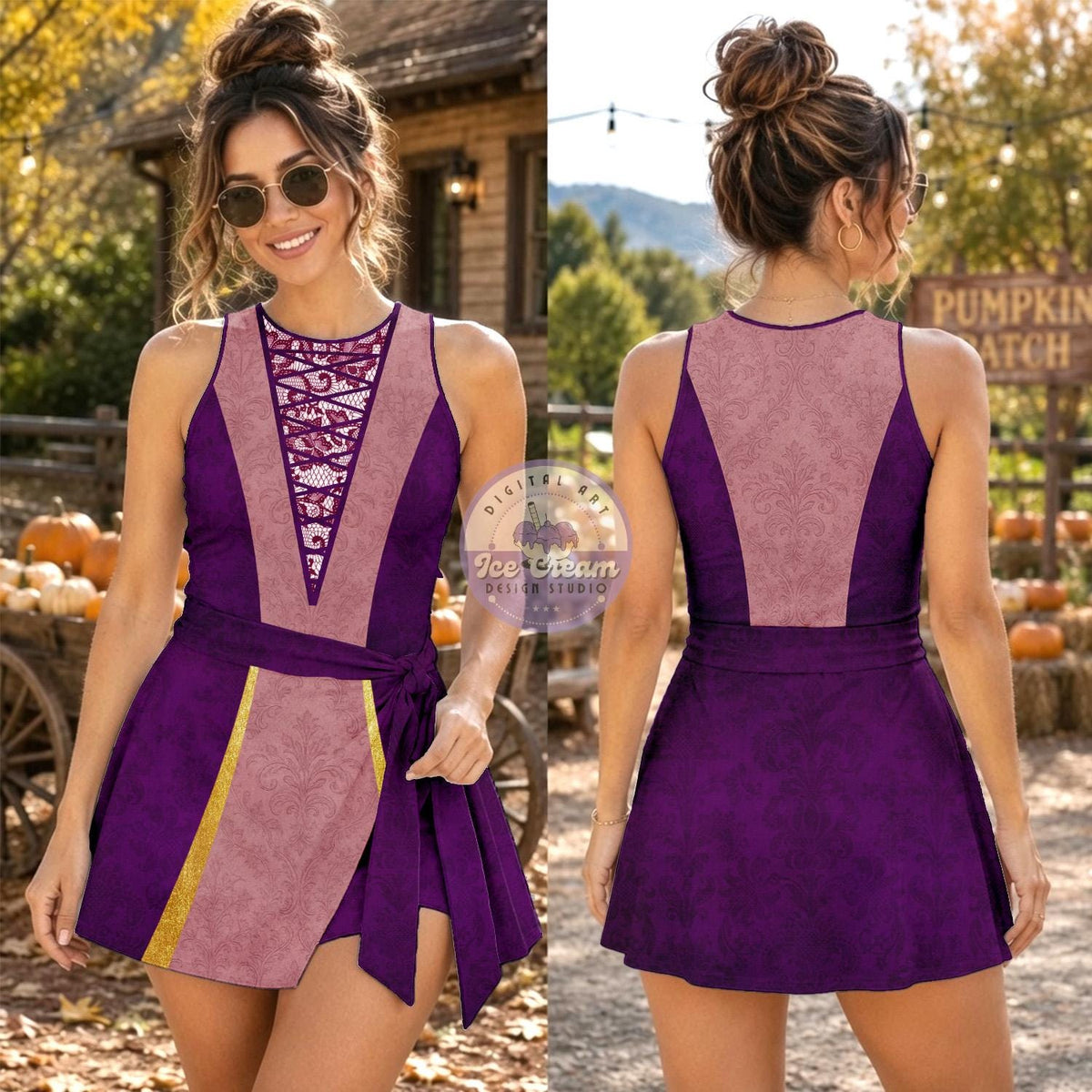 Sanderson Sisters Costume Tennis Dress, Hocus Pocus Inspired Women's Halloween Costume Dress, Disney Halloween Girls Trip 2026 Dress Outfit