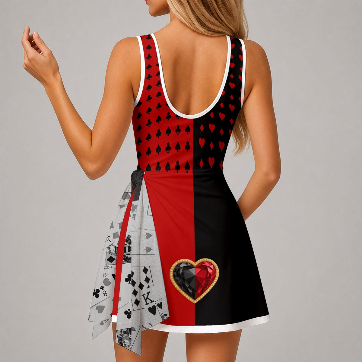 Inspired Queen of Hearts Tennis Dress, Disney Villains Athletic Skort Alice In Wonderland Dress Outfit Disneyland Pleated Skirt