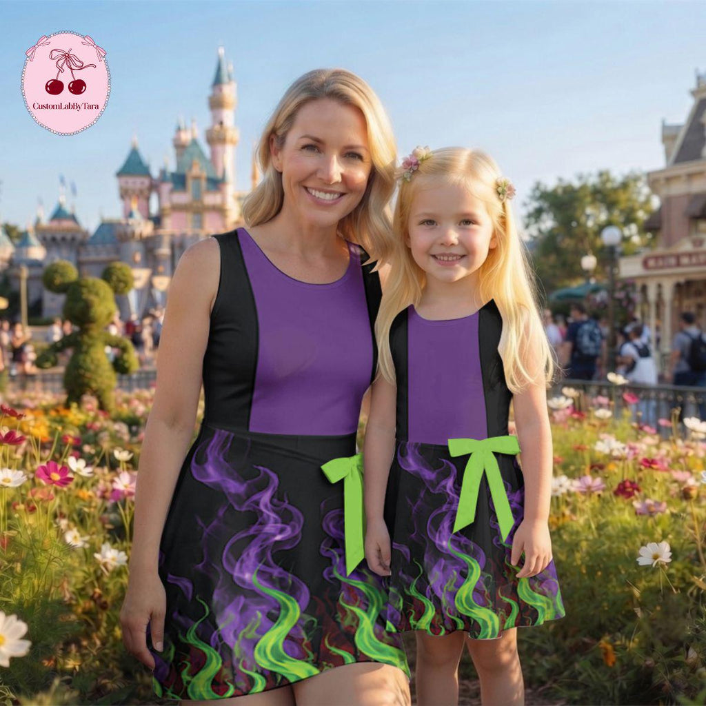 Halloween Maleficent Costume Wrap Skort Dress, Disney Villain Cosplay Outfit, Sleeping Beauty Inspired Dress, Purple Party Dress Witch Gift