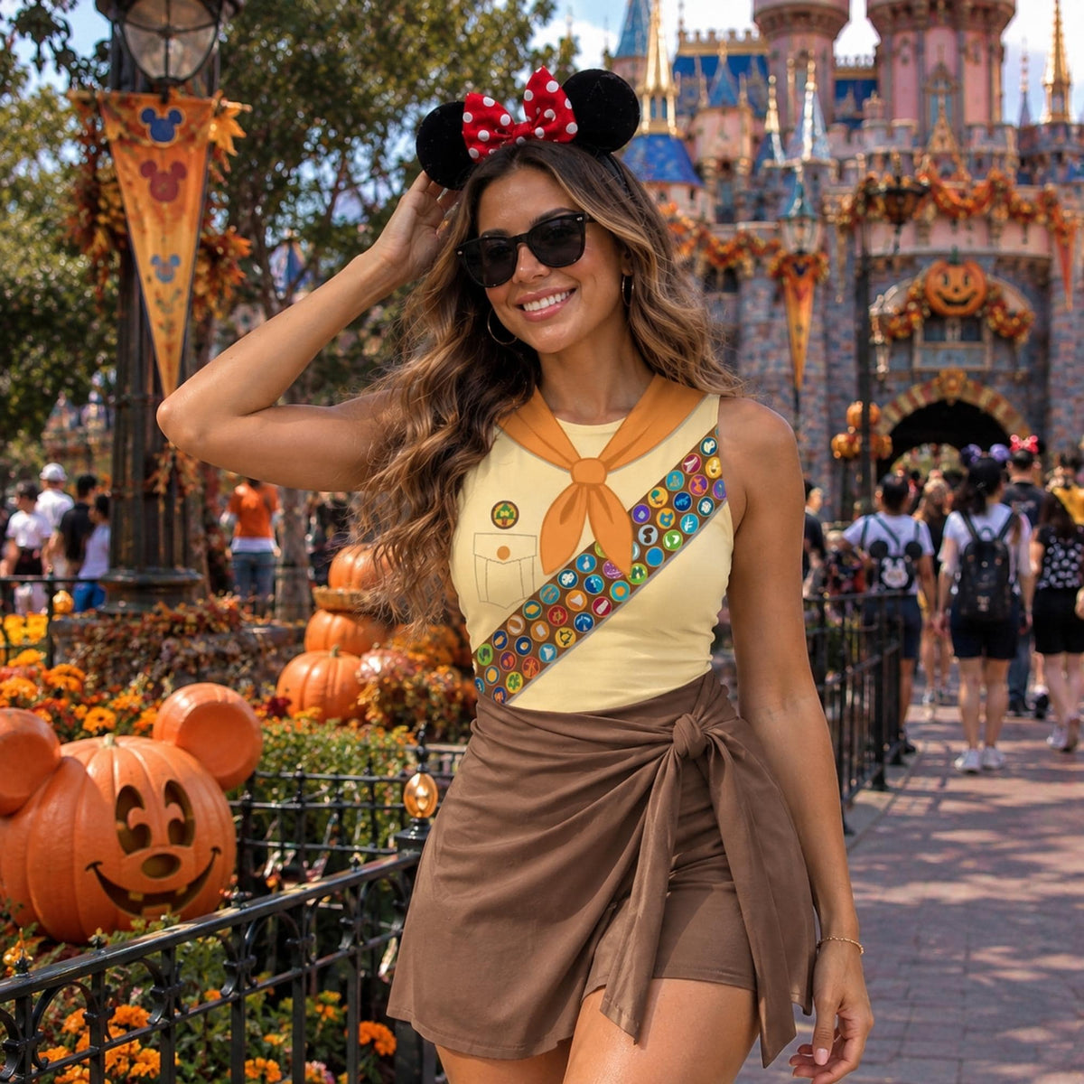 Explorer Costume Wrap Skort Dress, Adventure Cosplay Hawaiian Shirt, Halloween Explorer Costume Shirt, Group Matching Outfit