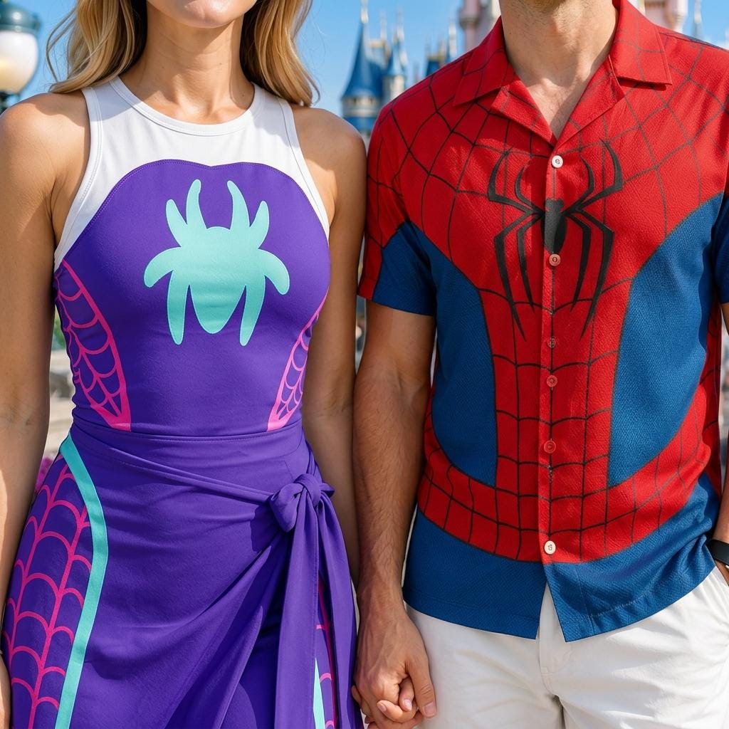 Spidey Costume Matching Family Outfit, Ghost Spider Tennis Dress, Spiderman Button Shirt, Superhero Cosplay Outfit, Disney Halloween Outfits