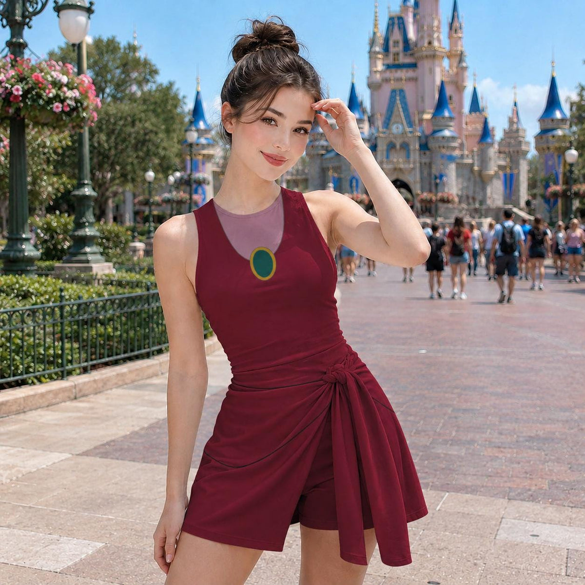 Halloween Lady Tremaine Wrap Skort Dress, Lady Tremaine Cinderella Dress Skirt, Lady Tremaine Halloween Costume Cosplay, Villain Dress