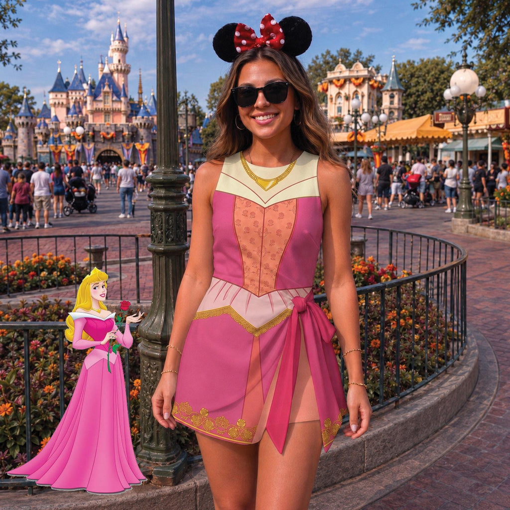Aurora Princess Costume Wrap Skort Dress, Halloween Cosplay Dress, Aurora Tennis Dress, Sleeping Beauty Inspired Dress, Party Dress Gift