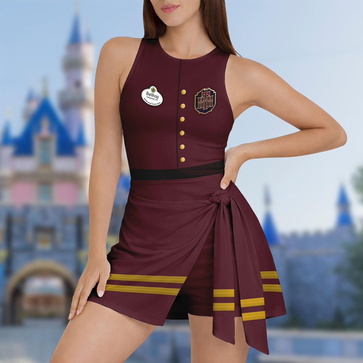 Tower Of Terror Dress Skirt, Tower Of Terror Halloween Costume Wrap Skort Dress, Tower Of Terror Women Outfit, Magic Kingdom Cosplay