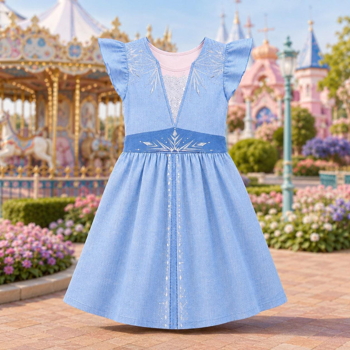 Frozen Elsa Ruffle Dress, Frozen Halloween Costume Cosplay, Elsa Princess Dress for Girls, Elsa Princess Magic Kingdom Flutter Sleeve Dress