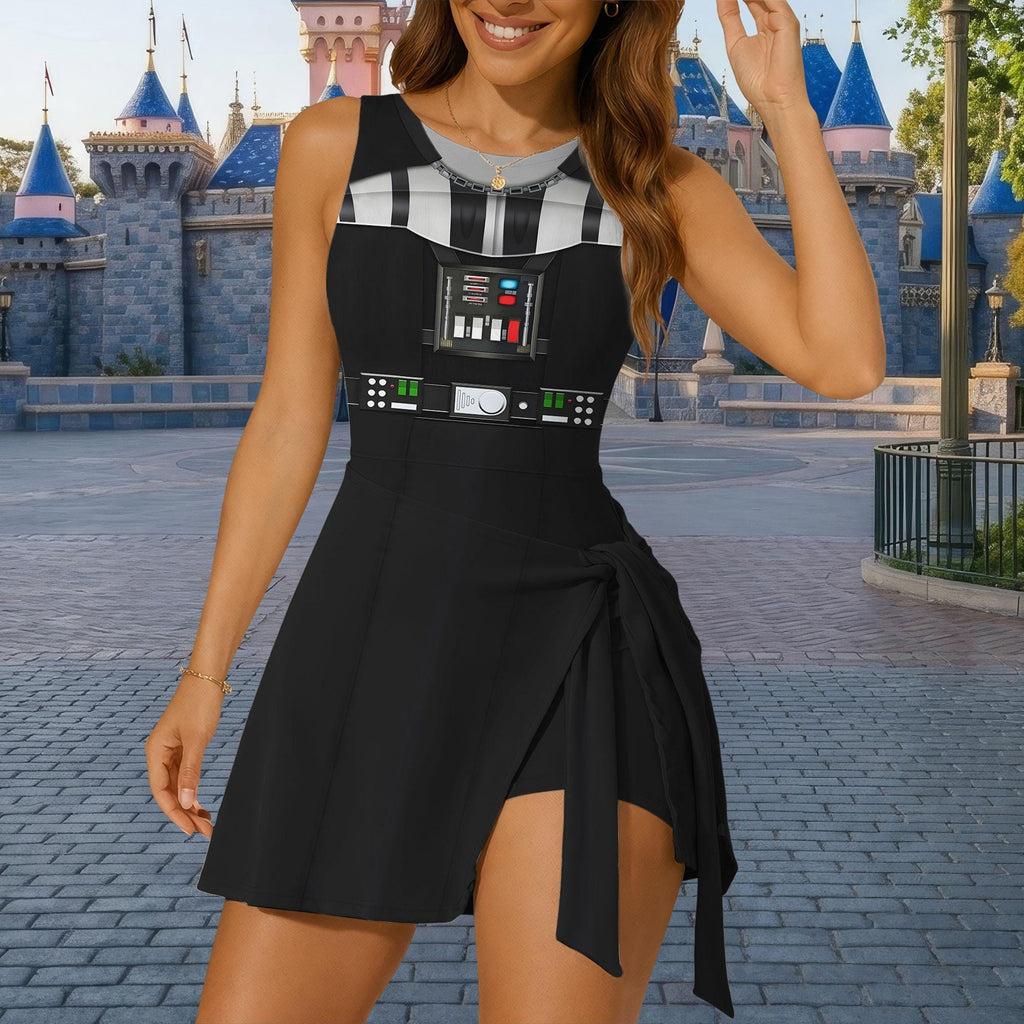 Darth Vader Costume Tennis Dress, Dark Side Cosplay Outfit, Disney Galaxys Edge Apparel, Sci Fi Theme Park Skirt, Star Wars Fan Gift