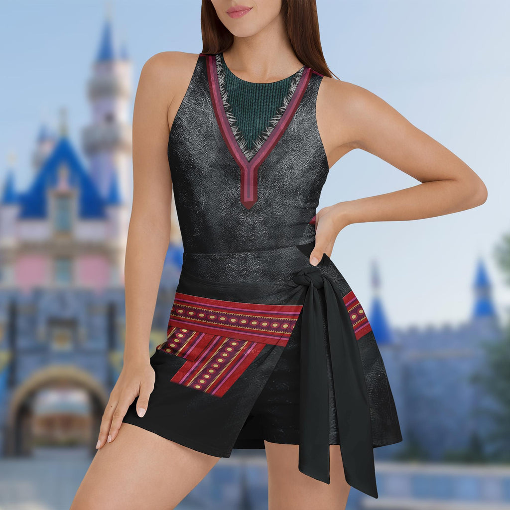 Kristoff Prince Character Cosplay Costume Dress Skort, Frozen Halloween Costume For Women, Frozen Kristoff Prince Halloween Wrap Skort Dress