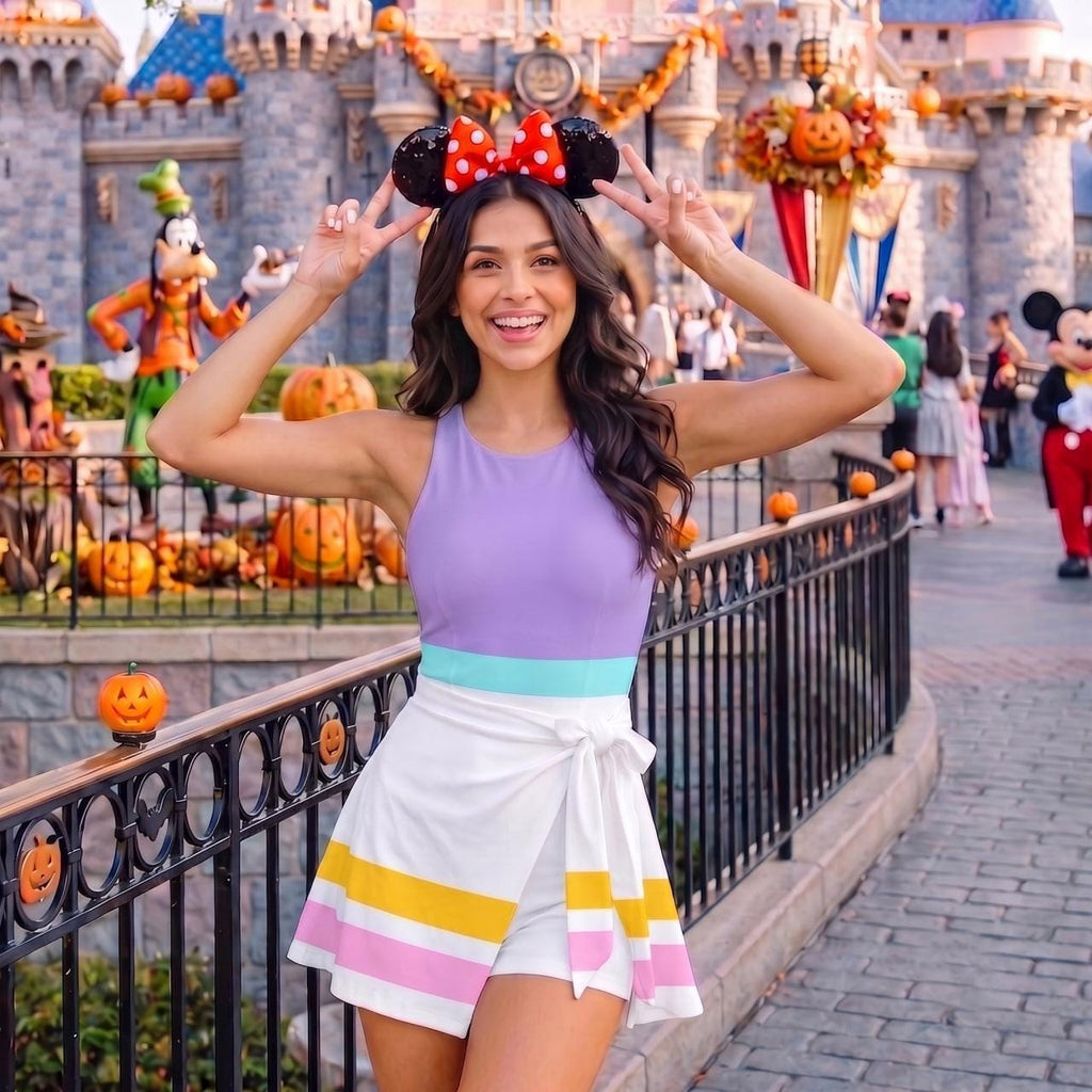 Daisy Duck Dress Skirt, Daisy Duck Halloween Costume Cosplay, Daisy Duck Wrap Skort Dress for Women, Magic Kingdom Vacation Trip Outfits