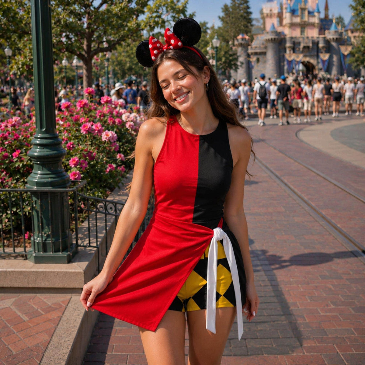 Halloween Queen Of Hearts Costume Wrap Skort Dress, Villain Cosplay Outfit, Alice in Wonderland Inspired Dress, Party Dress Witch Gif