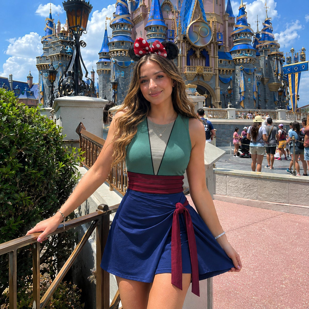 Mulan Princess Bounds Wrap Skort Dress, Chinese Warrior Cosplay Dress, Mulan Princess Outfit, Theme Park Dress, Women Halloween Outfit