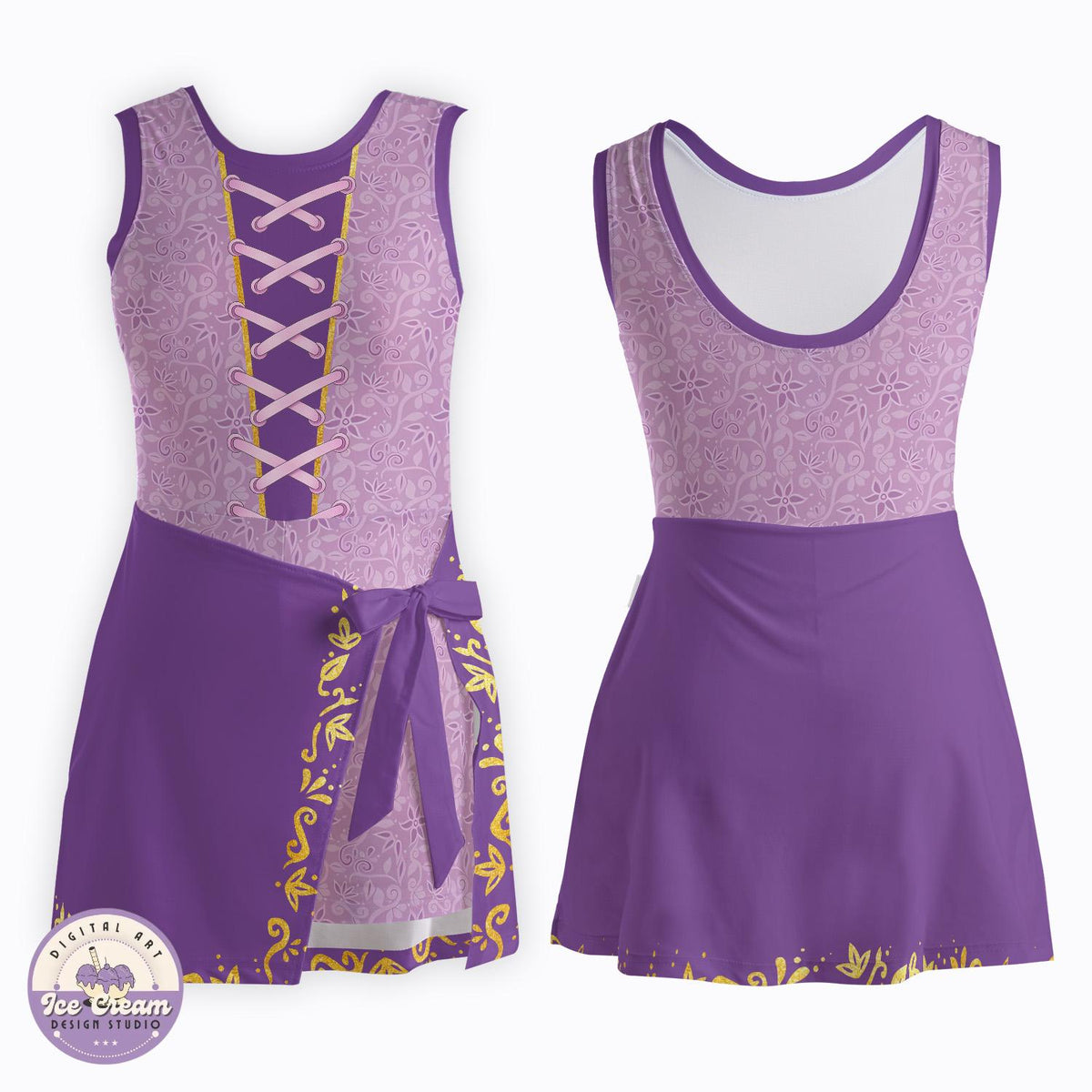Disney Rapunzel Tangled Tennis Dress Skirt, Enchanted Sun Tower Lantern Princess Cosplay Dress, Mommy And Me Disney Vacation Trip Outfit