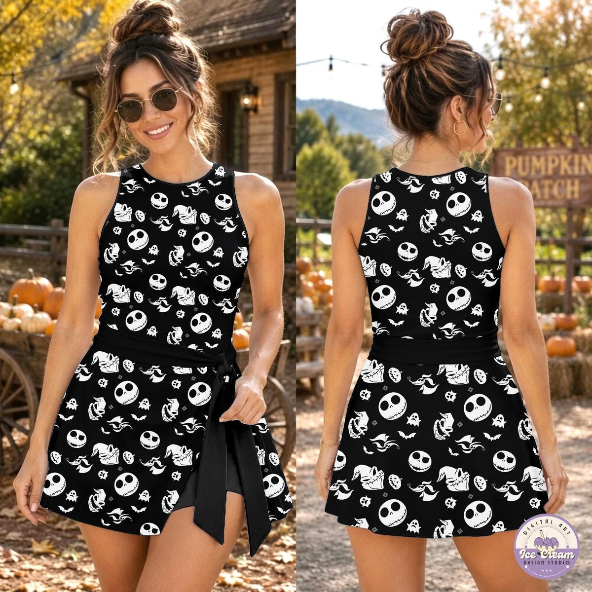 Jack Skellington Oogie Boogie Wrap Skort Dress, The Nightmare Before Christmas Halloween Costume, WDW Disneyland Halloween Dress Outfit