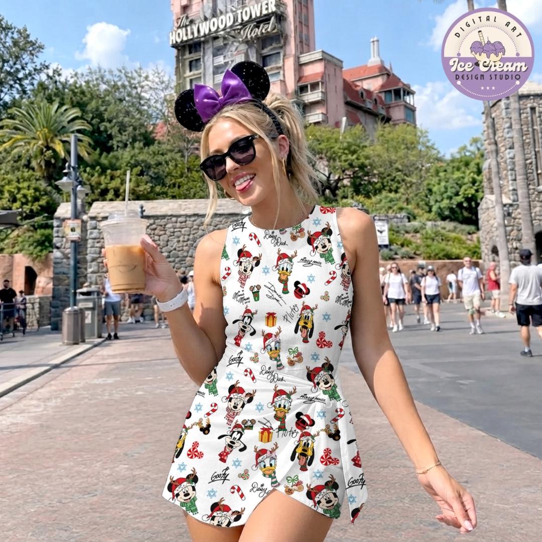 Disney Christmas Tennis Dress, Mickey's Very Merry Christmas Party Women Kids Costume Dress Skirt, Mickey and Friends Signature Activewear