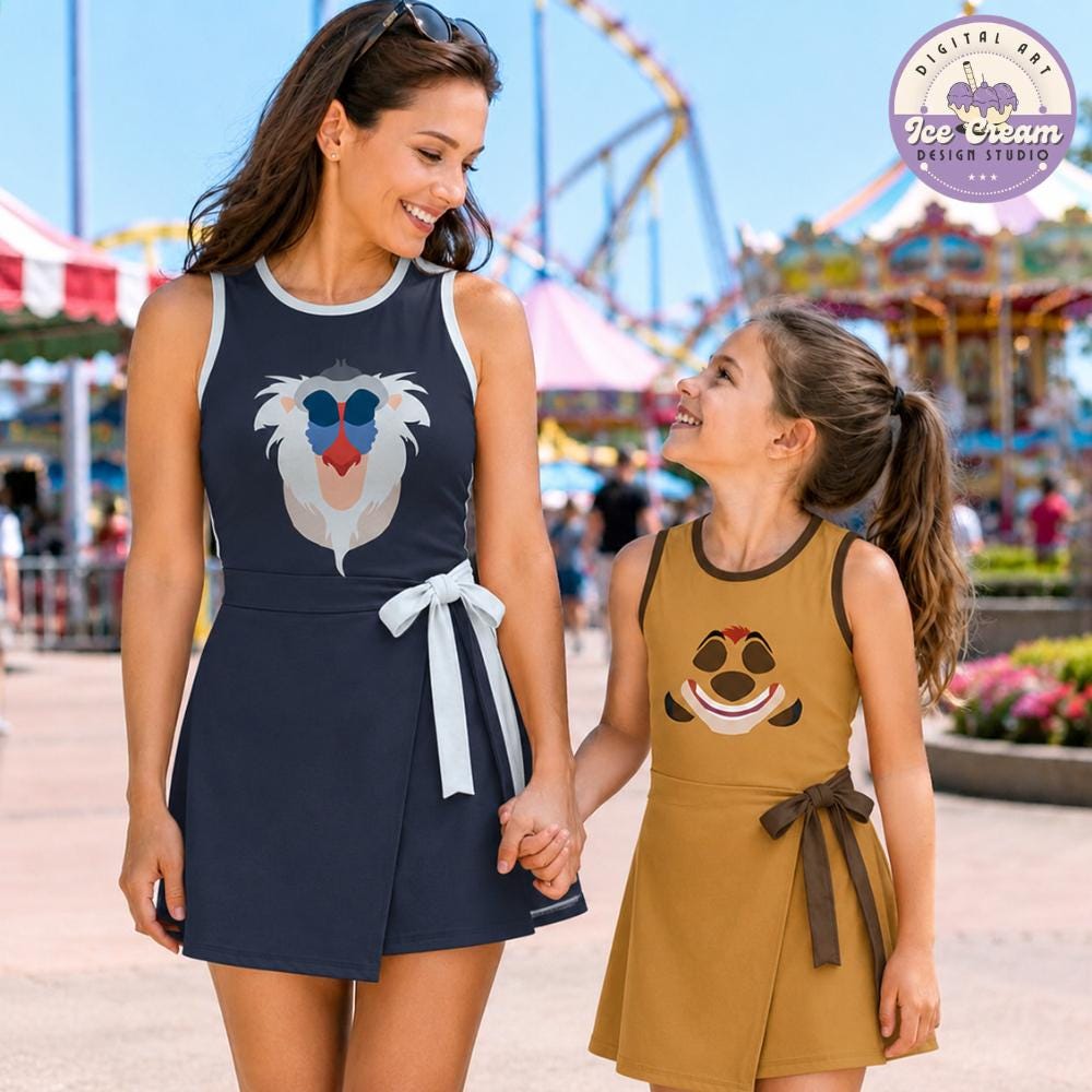 Disney The Lion King Tennis Dress, Mufasa Simba Timon Pumbaa Animal Kingdom Hakuna Matata Girl Trip Hallooween Women Kid Costume Dress Skirt
