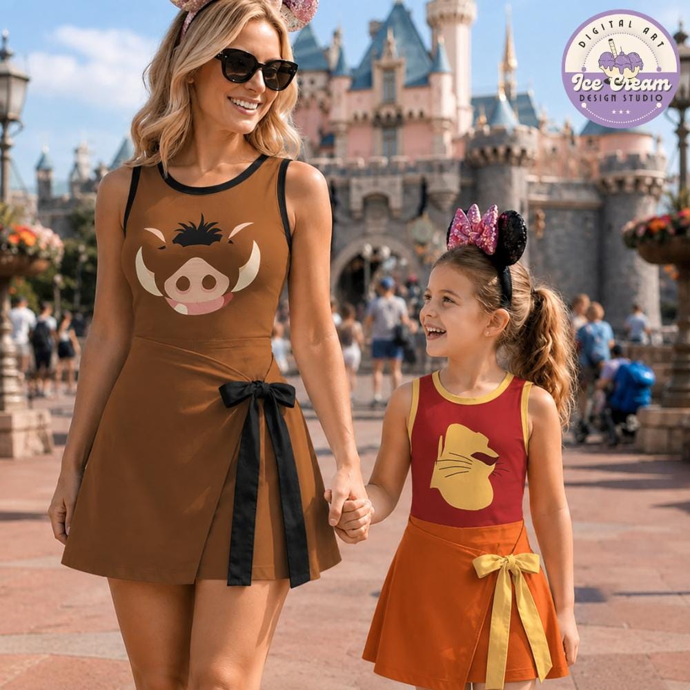 Disney The Lion King Tennis Dress, Mufasa Simba Timon Pumbaa Animal Kingdom Hakuna Matata Girl Trip Hallooween Women Kid Costume Dress Skirt