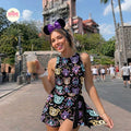 Mickey & friends Neon Pumpkin Halloween Tennis Dress, Spooky season Disney Costume Dress Skirt, WDW Disneyland Outfit, Wrap Skort Dress