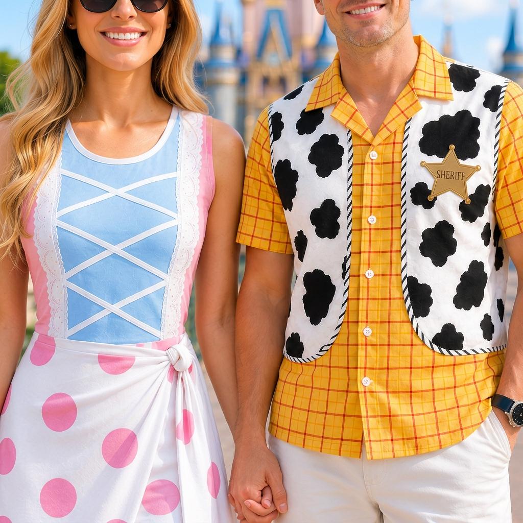 Disney Toy Story Costume Matching Family Outfit, Woody Button Shirt, Bo Beep Tennis Dress, Toy Story Pixar Cosplay, Halloween Party Outfit