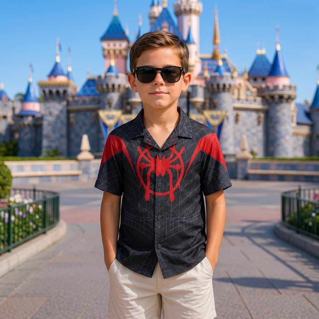 Spidey Costume Matching Family Outfit, Spiderman Button Shirt, Ghost Spider Tennis Dress, Superhero Cosplay Outfit, Disney Halloween Outfits