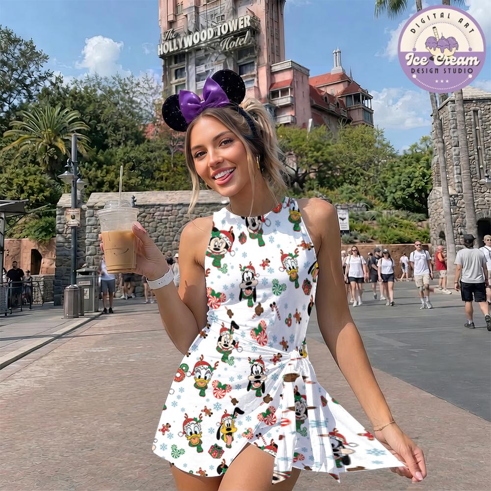 Mickey and Friends Disney Christmas Tennis Dress, Mickey's Very Merry Christmas Party Women Kids Costume Dress Skirt, Gingerbread Activewear