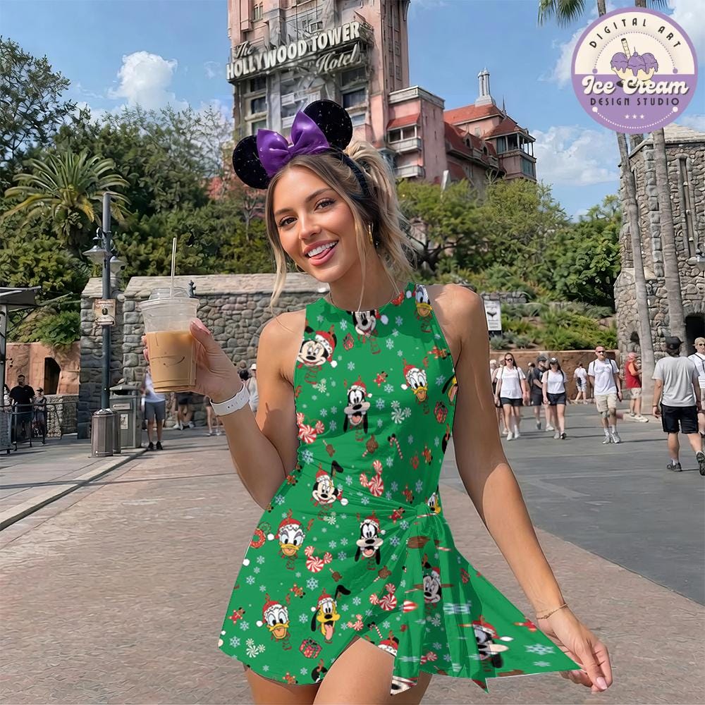 Mickey and Friends Disney Christmas Tennis Dress, Mickey's Very Merry Christmas Party Women Kids Costume Dress Skirt, Gingerbread Activewear