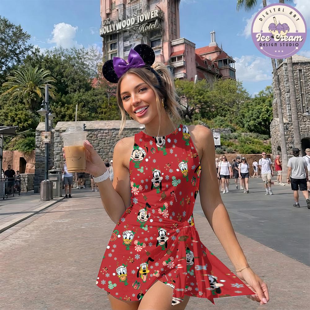 Mickey and Friends Disney Christmas Tennis Dress, Mickey's Very Merry Christmas Party Women Kids Costume Dress Skirt, Gingerbread Activewear