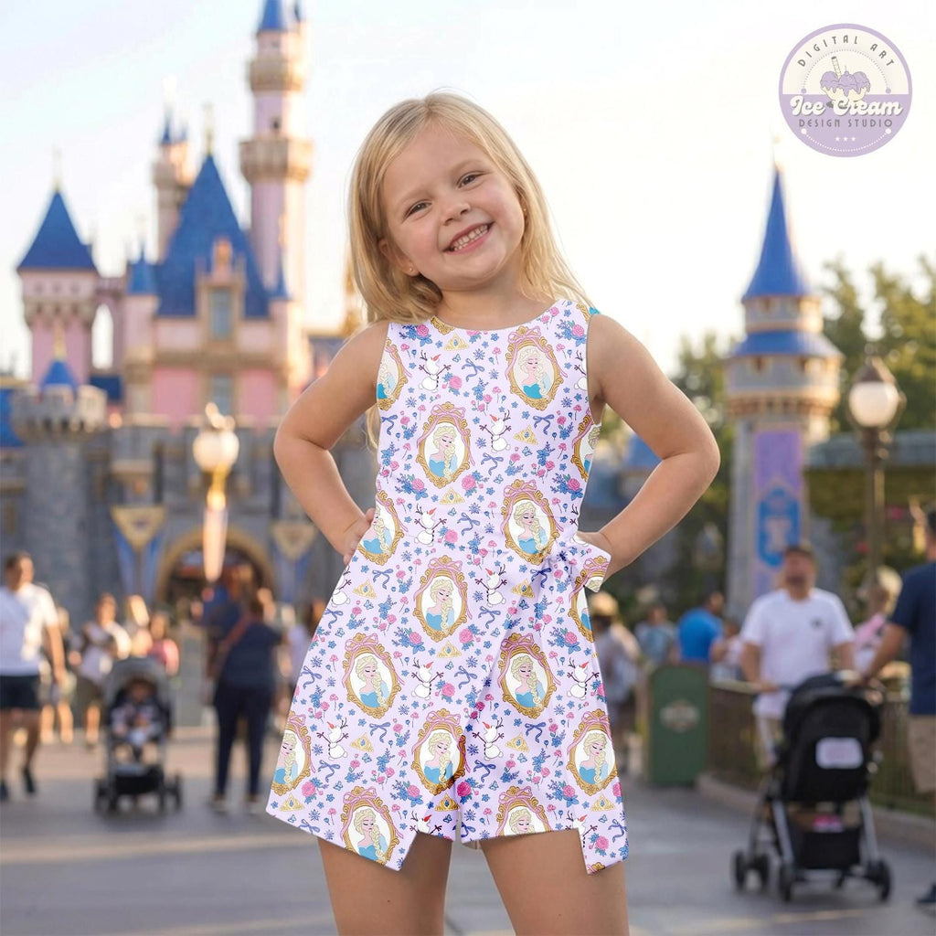 Floral Disney Elsa Princess Tennis Dress, Elsa Anna Olaf Skort, Disney Princess Costume Dress, Coquette Disney Mom and Daughter Skirt