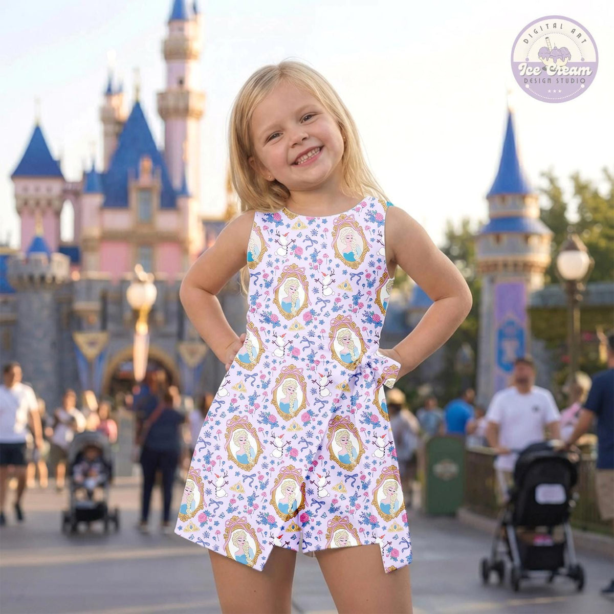 Floral Disney Elsa Princess Tennis Dress, Elsa Anna Olaf Skort, Disney Princess Costume Dress, Coquette Disney Mom and Daughter Skirt