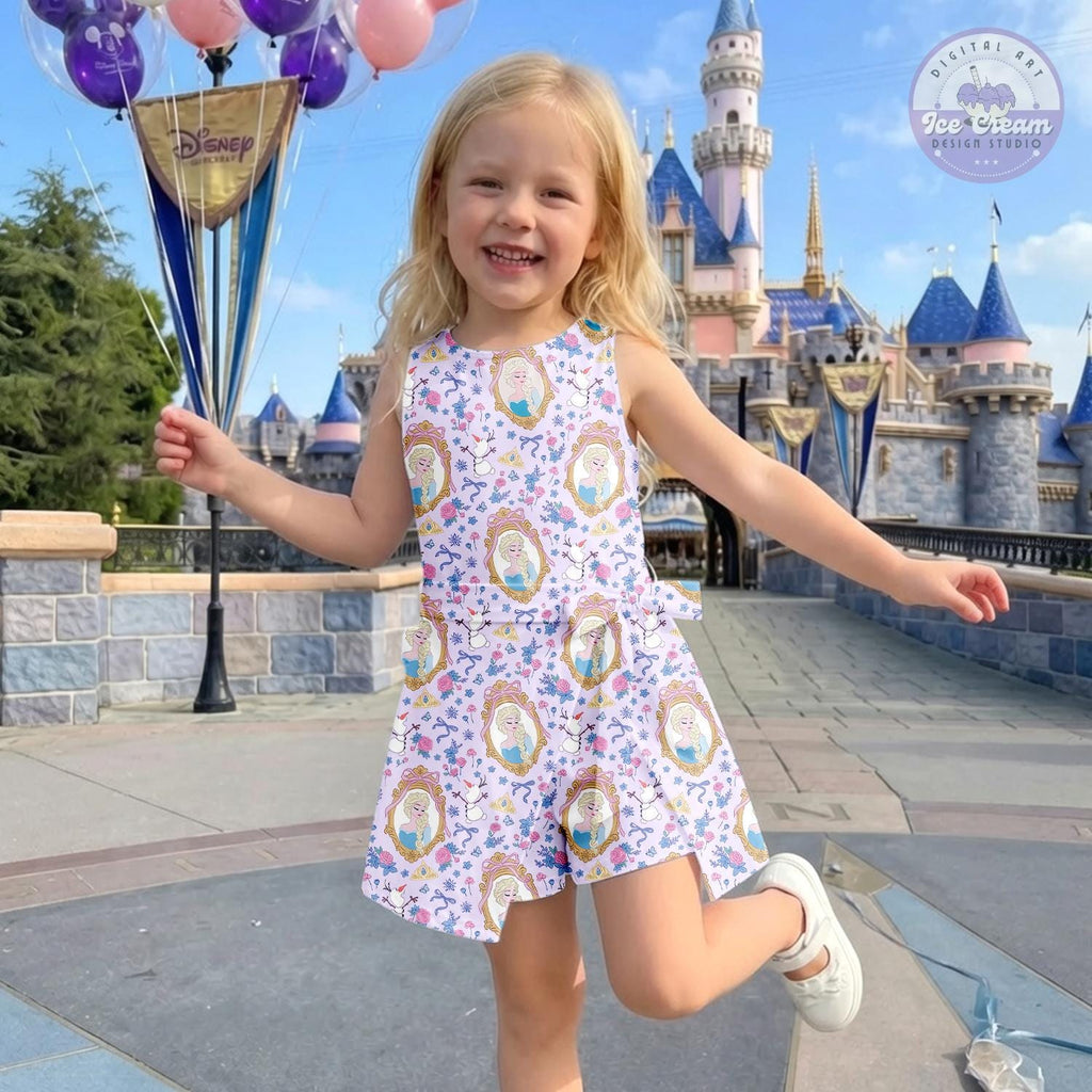 Floral Disney Elsa Princess Tennis Dress, Elsa Anna Olaf Skort, Disney Princess Costume Dress, Coquette Disney Mom and Daughter Skirt