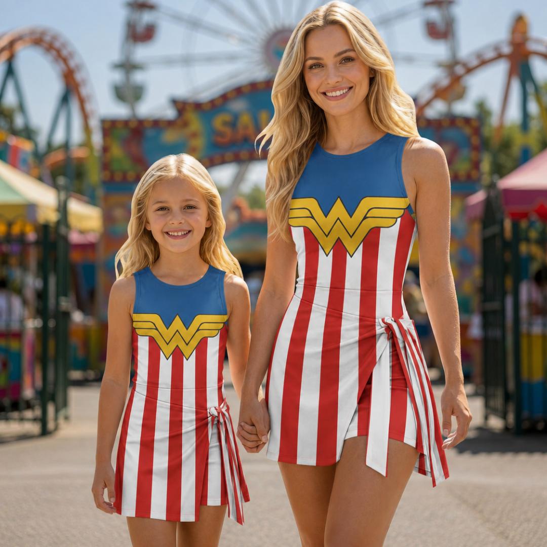 Wonder Woman Inspired Halloween Tennis Dress, Superhero Halloween Costume, Halloween Party Gift, Theme Park Bound Skort