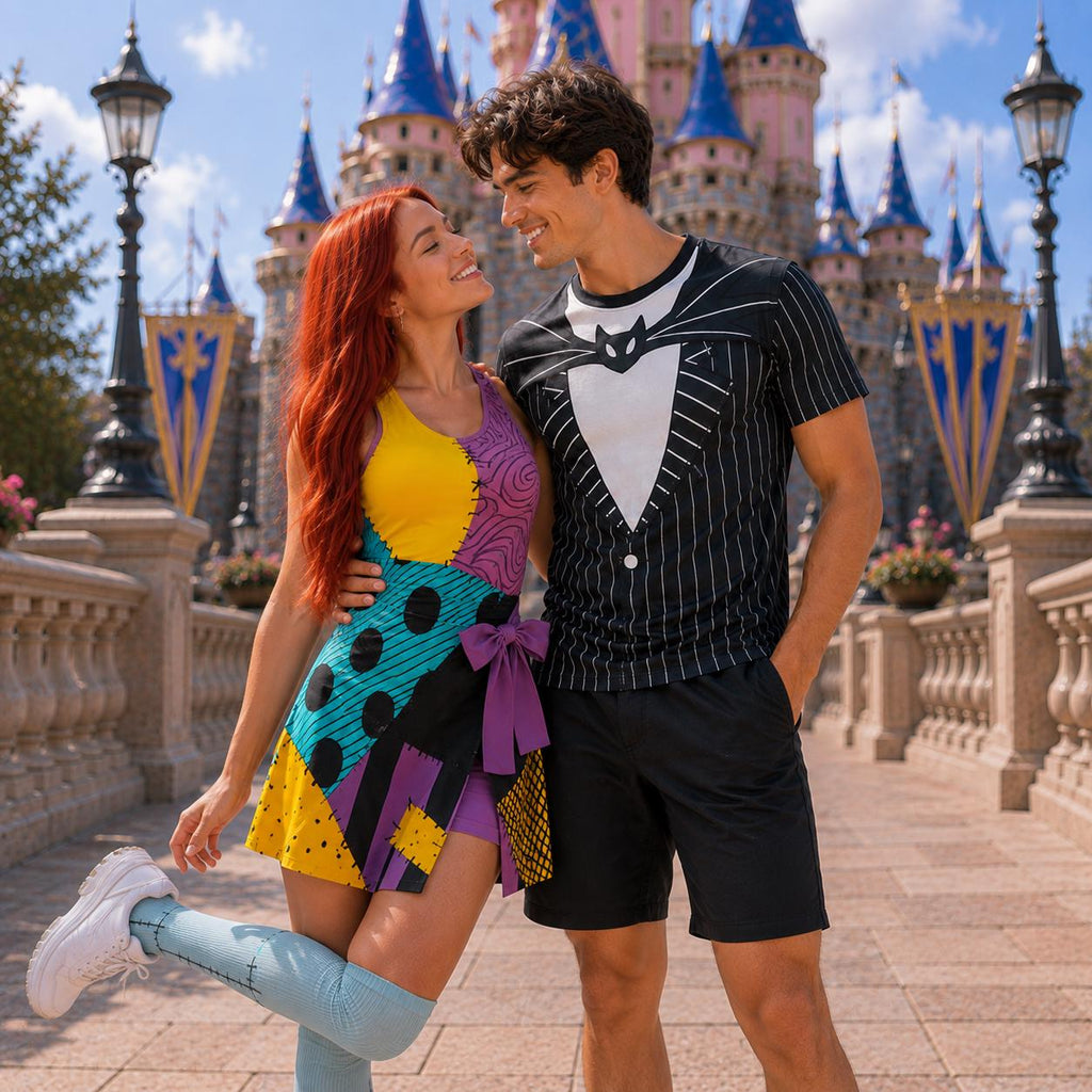 Jack and Sally Matching Couple Outfit, Nightmare Before ChristmaS Costume Tennis Dress & 3D shirt, Custom Nightmare B4 Xmas Matching Outfit