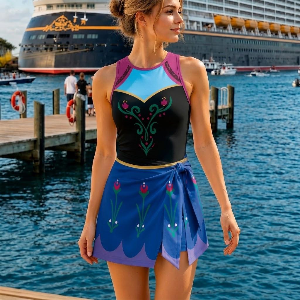 Anna Tennis Skirt Dress, Frozen Inspired Disney Outfit, Princess Cosplay Activewear, Running Skirt, Magic Kingdom Dress, Vacation Outfit