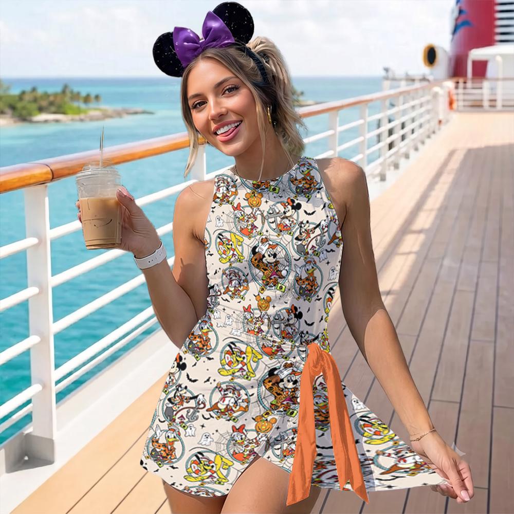 Mickey and Friends Halloween On The High Seas Tennis Dress, Disney Halloween Cruise Costume Dress Skirt, Spooky Cruise Matching Girls Skirt