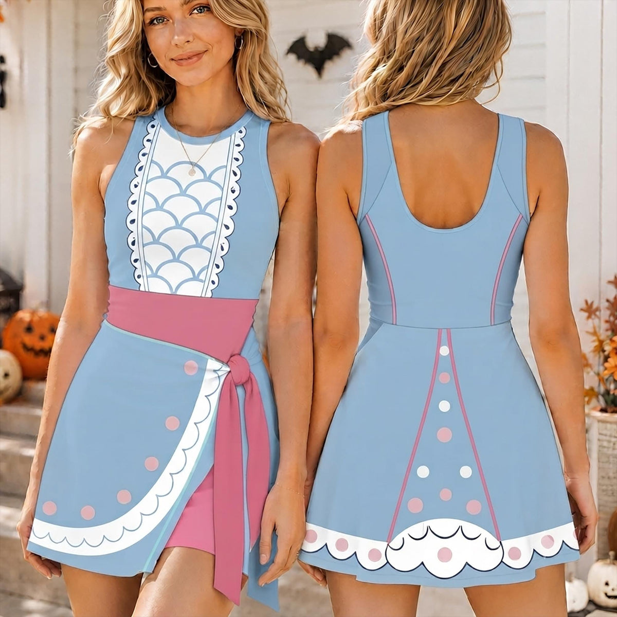 Halloween Bo Peep Costume Tennis Dress, Spooky Toy Story Bo Peep Cosplay Skort, Bo Peep Activewear Fall Season