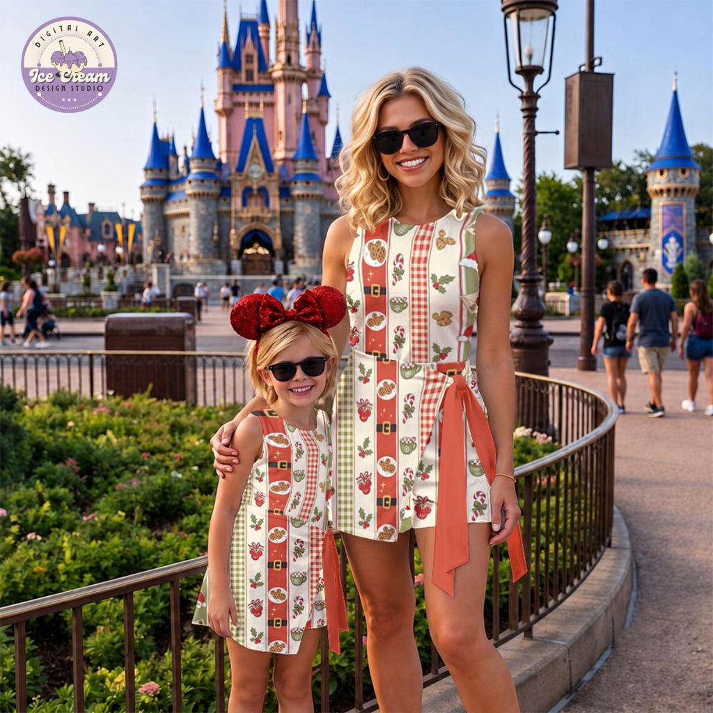 Mickey Gingerbread Christmas Tennis Dress, Magical Holiday Disneyland Outfit, Mickey Snack Xmas Pleated Skirt, Festive Winter Athletic Skirt