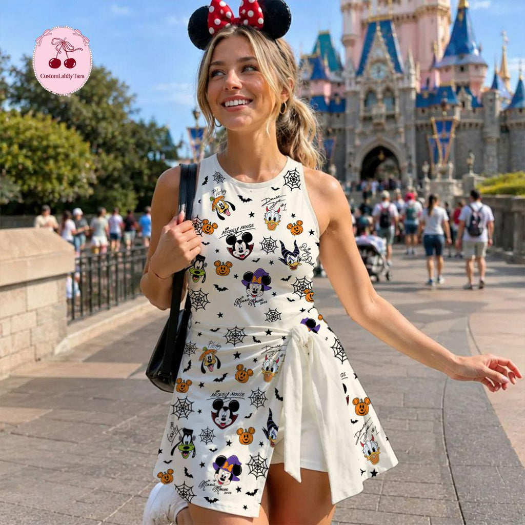 Mickey & Friends Signatures Halloween Wrap Skirt Dress, Mickey's Not So Scary Halloween Skirt, Halloween Party Outfit, WDW Trip Tennis Skirt