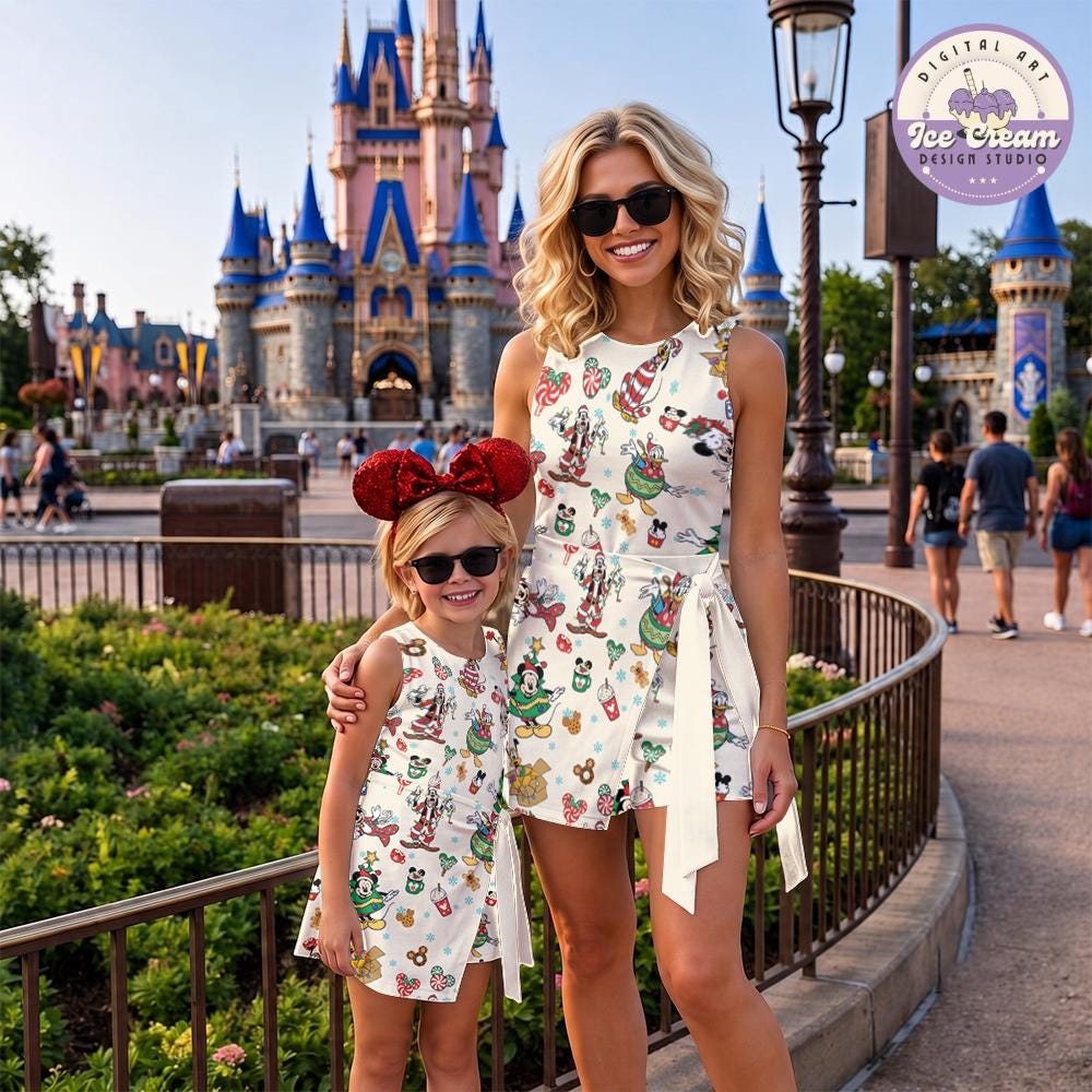 Disney Christmas Tennis Dress, Mickey's Very Merry Christmas Party Women Kids Costume Dress Skirt, Mickey and Friends Princess Activewear