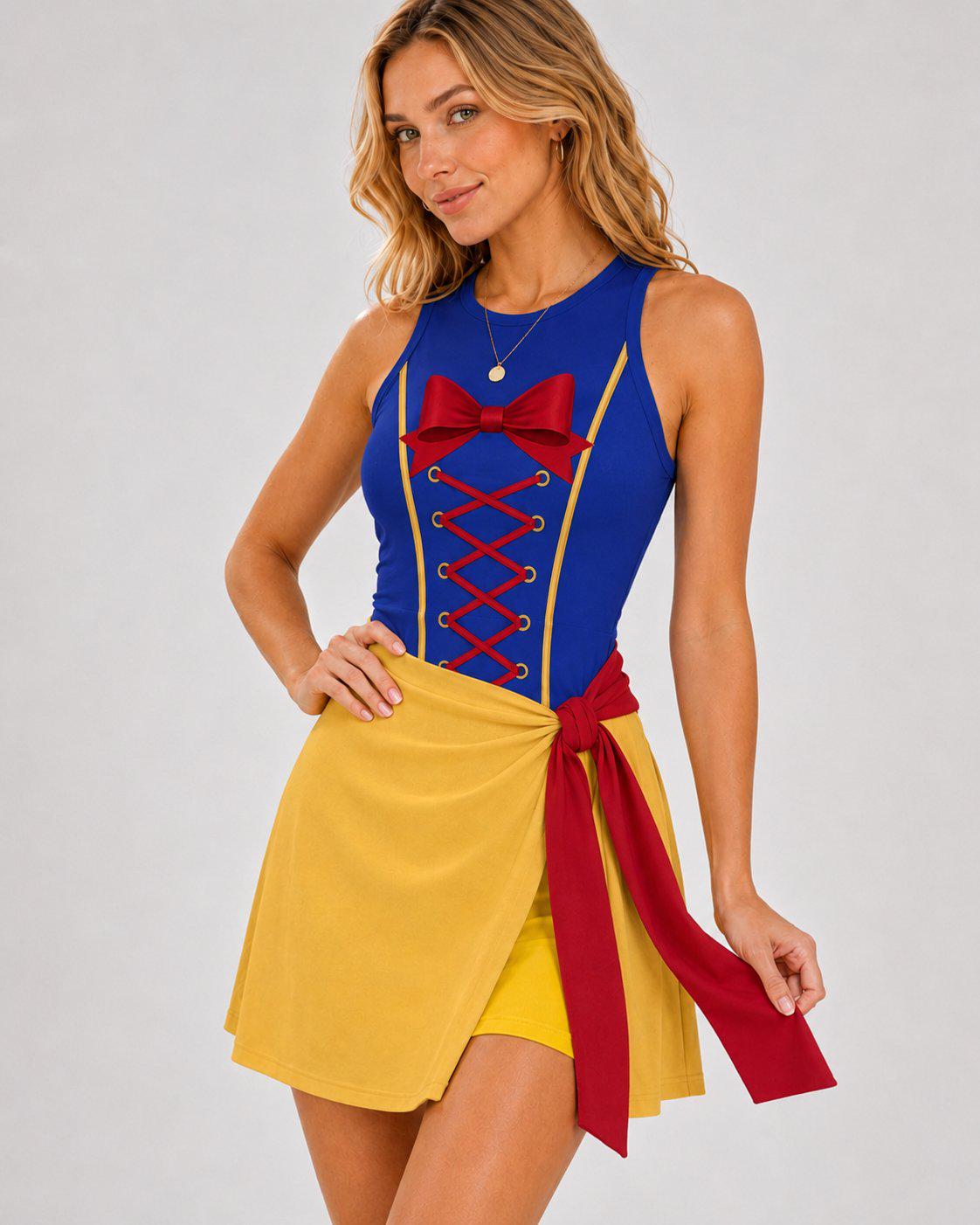 Halloween Snow White Costume Tennis Dress, Spooky Snow White Evil Queen Cosplay Skirt, Snow White Skort For Fall Season