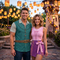 Flyz and Rapunzel Matching Outfit, Halloween Cosplay Button Shirt, Matching Couple Hawai, Princess Rapunzel Dress, Funny Family Gift