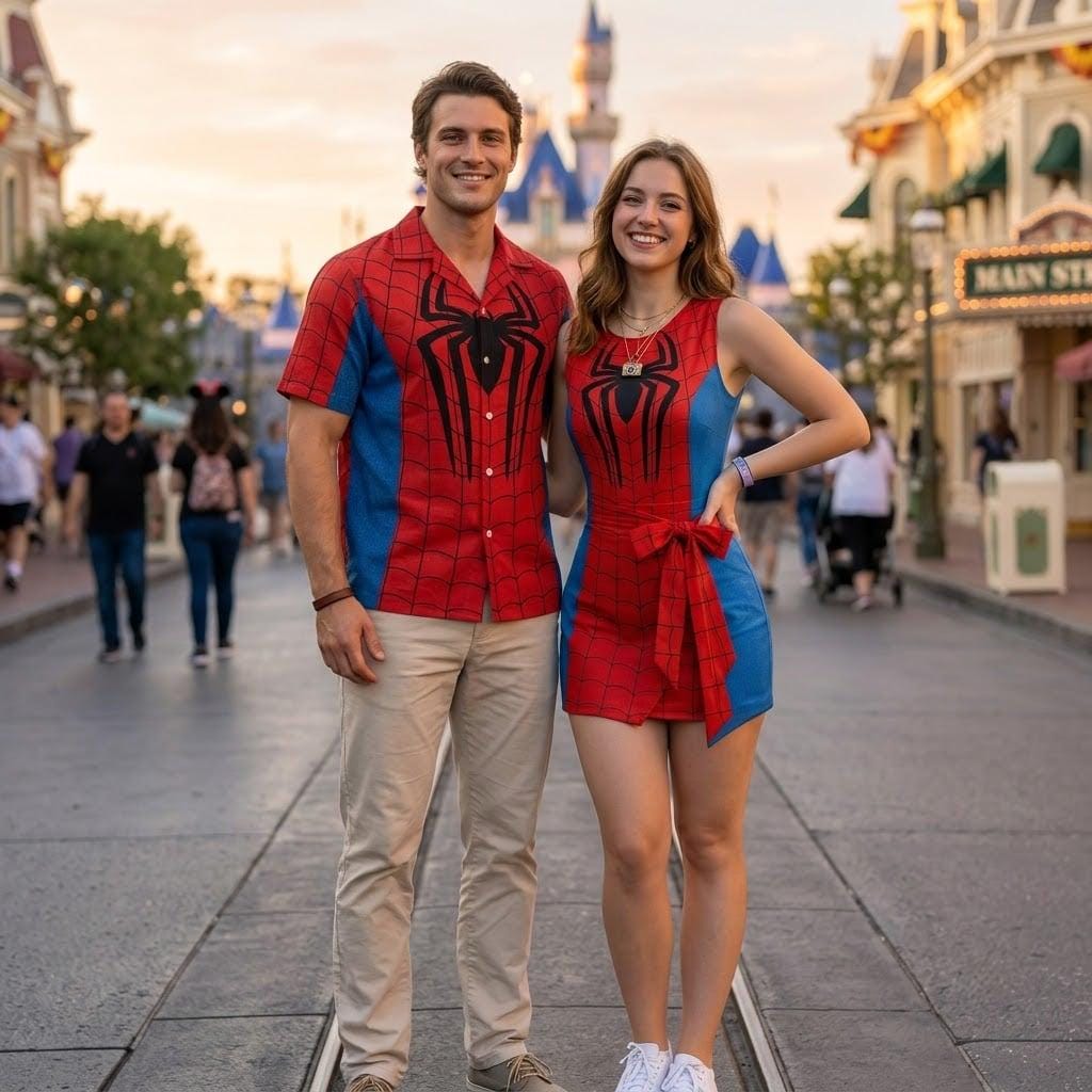 Spider Man Matching Outfit Shirt, Spiderman Cosplay Costume Button Shirt, Spider Man Cosplay Dress, Spidey Superhero Tee