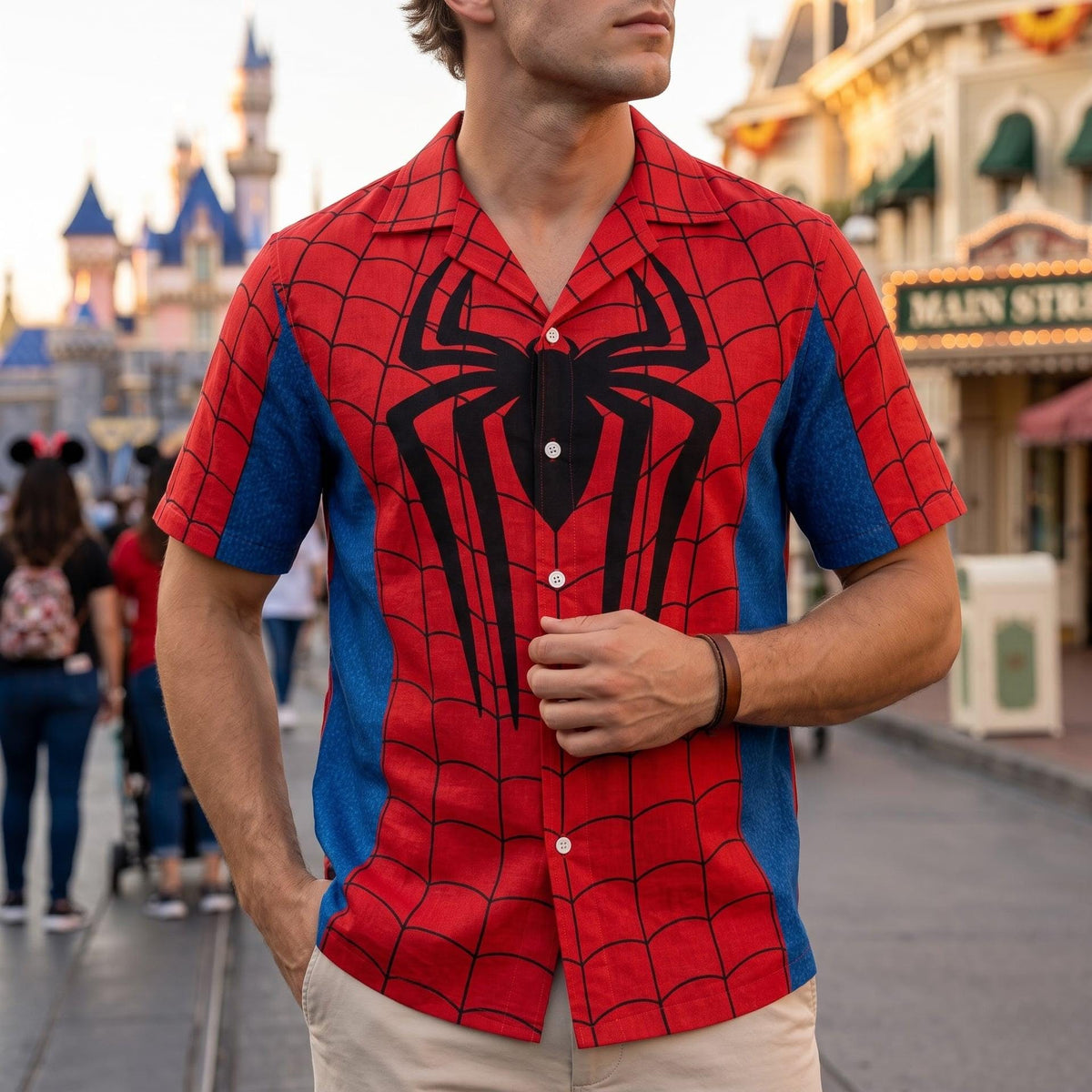 Spider Man Matching Outfit Shirt, Spiderman Cosplay Costume Button Shirt, Spider Man Cosplay Dress, Spidey Superhero Tee
