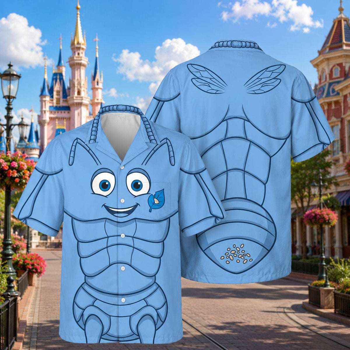 Princess Atta Wrap Skort Dress, Flik 3D Hawaiian Shirt, A Bugs Life Couples Costume, Halloween Cosplay Outfit, Theme Park Vacation Dress