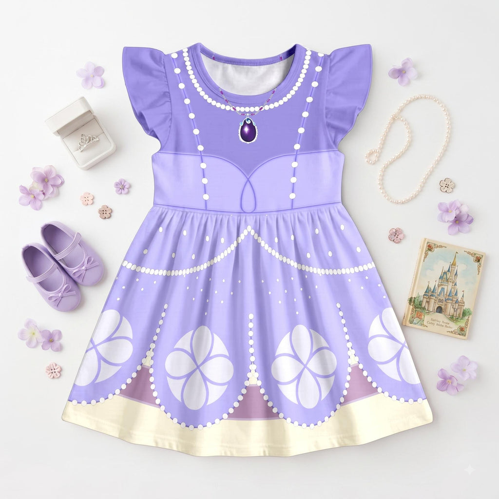 Purple Princess Ruffle Dress, Royal Princess Halloween Costume, Fairytale Costume Dress, Purple Party Outfit, Girls Trip Dress