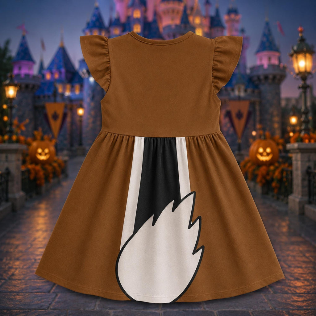 Cute Chipmunk Ruffle Dress, Brown Animal Halloween Costume, Woodland Critter Cosplay Dress, Girls Party Outfit, Halloween Costume