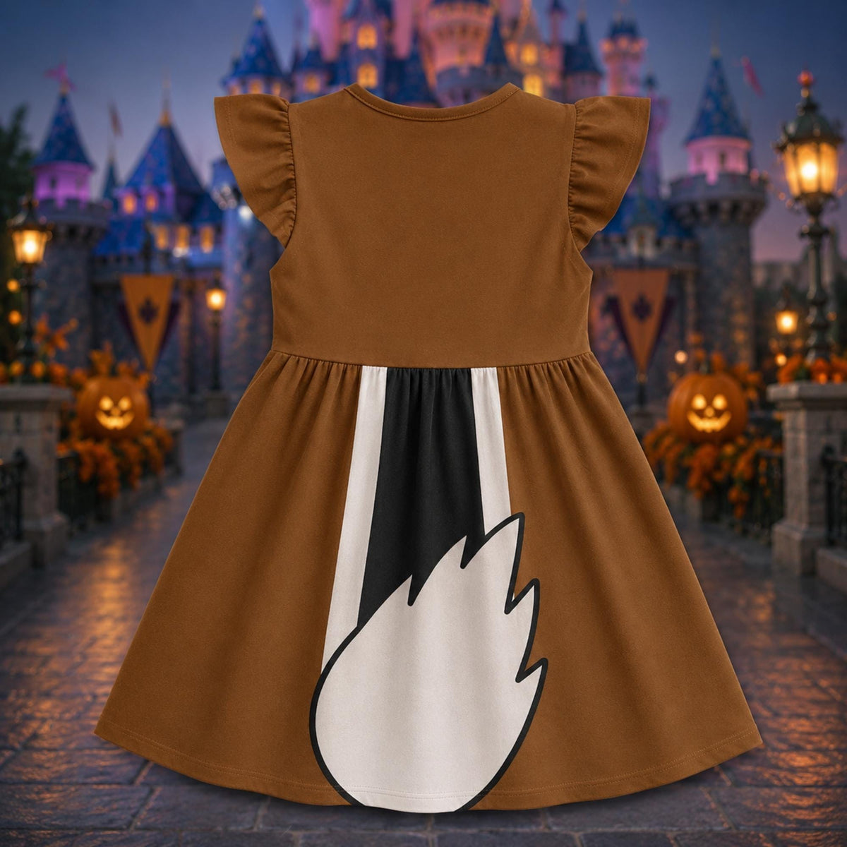 Cute Chipmunk Ruffle Dress, Brown Animal Halloween Costume, Woodland Critter Cosplay Dress, Girls Party Outfit, Halloween Costume